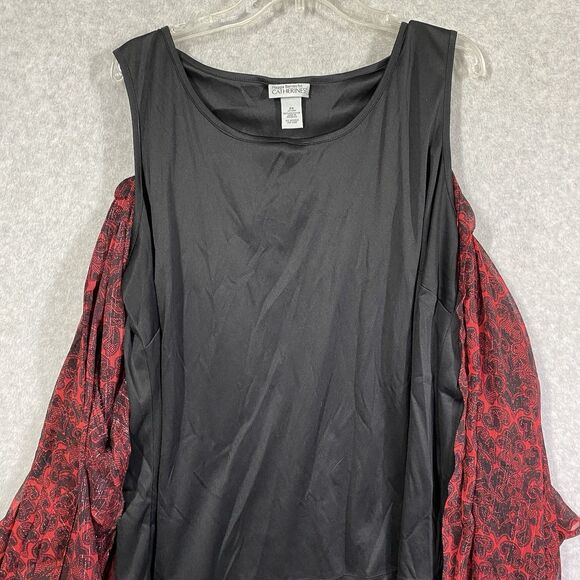 Maggie Barnes for Catherines Womens Plus Size 2X Red Blouse + Tank Top 2 Piece - Picture 3 of 14